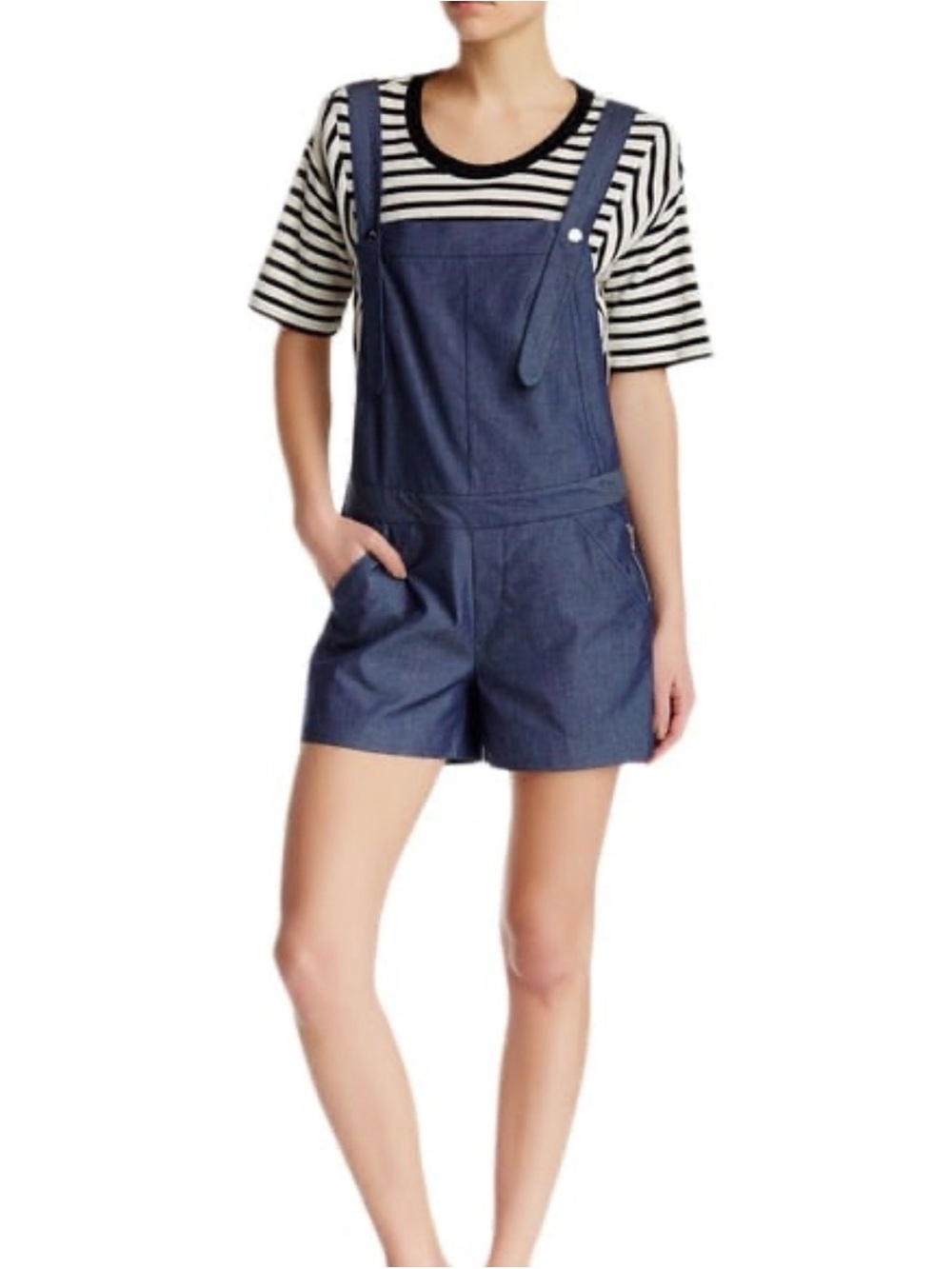 Rebecca Minkoff Navy Denim Short Overalls